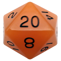 MEGA ACRYLIC DICE D20 GLOW ORANGE W/ BLACK 35MM (Special Order)