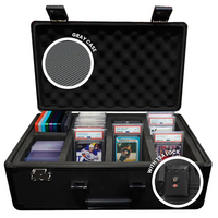 ER EVORETRO XL GRAY ALUMINUM GRADED CARD STORAGE BOX 4 ROWS TSA LOCK GOOD FOR 120 CARDS (Special Order)