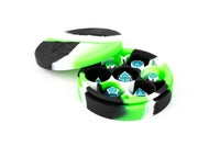 SILICONE 7 DICE CASE ROUND GREEN/BLACK/WHITE (Special Order)