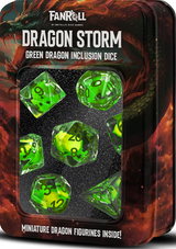 RESIN 7 DICE SET DRAGON STORM GRN DRAGON INCLUSION (Special Order)