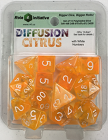 SET OF 15 DICE: DIFFUSION CITRUS/WHITE (Special Order)