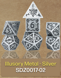 SIRIUS DICE ILLUSORY METAL SILVER 7-DIE SET (Special Order)