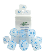 SET OF 15 DICE: TRANSLUCENT WHITE/BLUE ARCH'D4 (Special Order)