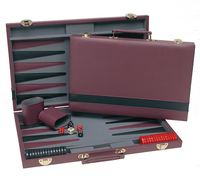 BACKGAMMON, 15" BURGUNDY/BLACK STRIPE (Special Order)