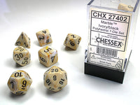MARBLE 7-DIE SET IVORY/BLACK (Special Order)