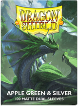 DRAGON SHIELD SLEEVES DUAL MATTE APPLE GREEN AND SILVER 100CT (Special Order)