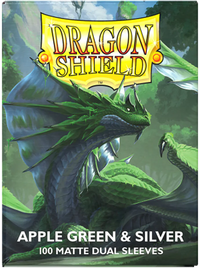 DRAGON SHIELD SLEEVES DUAL MATTE APPLE GREEN AND SILVER 100CT (Special Order)
