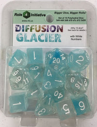 SET OF 15 DICE: DIFFUSION GLACIER/WHITE (Special Order)
