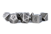METAL 7 DICE SET ANTIQUE SILVER 16MM (Special Order)