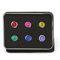 METAL GEMSTONE DICE SET 6D6 - RAINBOW W/PINK (Special Order)