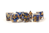 RESIN 7 DICE SET PEARL ROYAL BLUE W/GOLD 16MM (Special Order)