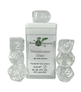 SET OF 7 DICE: TRANSLUCENT CLEAR ARCH'D4 (Special Order)