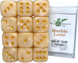 SET OF 12D6 PIPS DICE: MARBLE LATTE 18MM (Special Order)