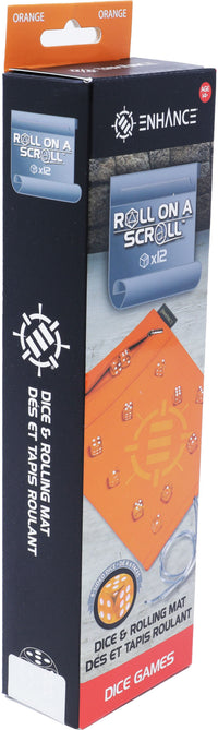 AP ENHANCE TABLETOP ROLL ON A SCROLL 12PC ACRYLIC DICE SET & ROLLING MAT ORANGE (40/20) (Special Order)