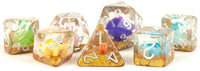 RESIN 7 DICE SET RAINBOW DINOSAUR INCLUSION 16MM (Special Order)