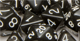 SET OF 15 DICE: TRANSLUCENT BLACK/WHITE ARCH'D4 (Special Order)