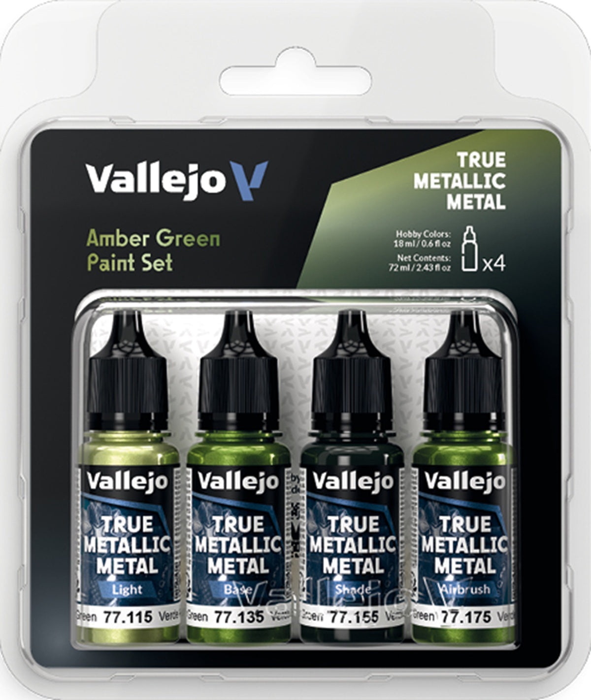 VALLEJO: TRUE METALLIC METAL AMBER GREEN PAINT SET (Pre-Order)