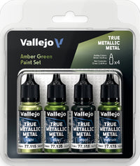 VALLEJO: TRUE METALLIC METAL AMBER GREEN PAINT SET (Pre-Order)