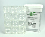 SET OF 12D6 PIPS DICE: TRANSLUCENT CLEAR 18MM (Special Order)