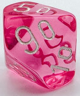TRANSLUCENT POLYHEDRAL TENS 10 PINK/WHITE (Special Order)