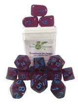 SET OF 15 DICE: TRANSLUSCENT DK PRPL/LT BLUE NMBR (Special Order)