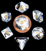 MINI 7 DICE SET MARBLE W/ GOLD 10MM (Special Order)