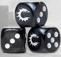 CONQUEST LOGO ON DARK GREY MARBLED DICE (Special Order)