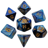 MINI 7 DICE SET BLUE/LIGHT BLUE W/ GOLD 10MM (Special Order)