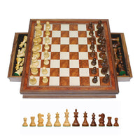 CHESS SET, CAMPHOR W/STORAGE, 19", 3.5" KING (Special Order)