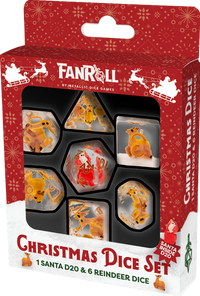 CHRISTMAS RESIN 7 DICE SET REINDEER + SANTA D20 (Pre-Order)