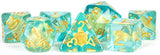 RESIN 7 DICE SET TURTLE INCLUSION 16MM (Special Order)