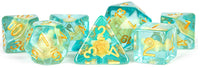 RESIN 7 DICE SET TURTLE INCLUSION 16MM (Special Order)