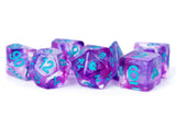 RESIN 7 DICE SET UNICORN VIOLET INFUSION 16MM (Special Order)