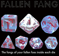 FALLEN FANG DICE SET - RED INK WITH DICE BAG (Pre-Order)