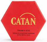 CATAN PREM ROBBER/METAL DICE SET TIGER'S EYE (Special Order)