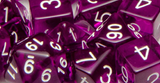 SET OF 15 DICE: TRANSLUCENT DK PURPLE W/WHITE (Special Order)