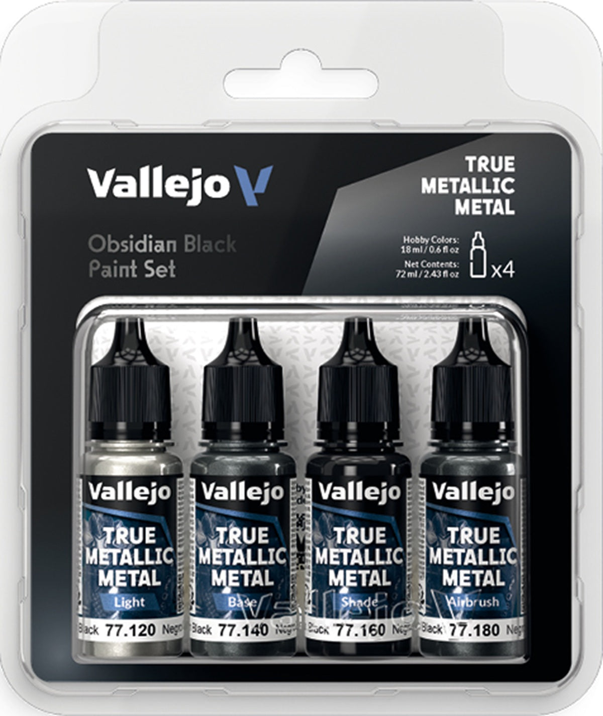 VALLEJO: TRUE METALLIC METAL OBSIDIAN BLACK PAINT SET (Pre-Order)