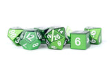 METAL 7 DICE SET GREEN 16MM (Special Order)