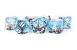 RESIN 7 DICE SET PARTICLE BLUE/BLACK 16MM (Special Order)
