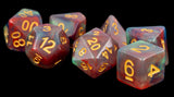 RESIN 7 DICE SET RED PEARL SWIRL 16MM (Special Order)