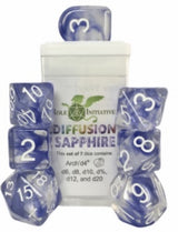 SET OF 7 DICE: SAPPHIRE ARCH'D4/BALANCE'D20 (Special Order)