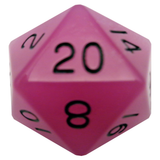 MEGA ACRYLIC DICE D20 GLOW PURPLE W/ BLACK 35MM (Special Order)