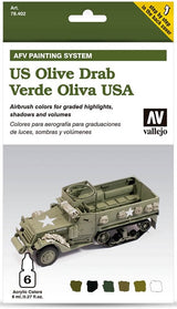 VALLEJO: US OLIVE DRAB VEHICLES PAINT SET (Special Order)
