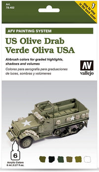 VALLEJO: US OLIVE DRAB VEHICLES PAINT SET (Special Order)