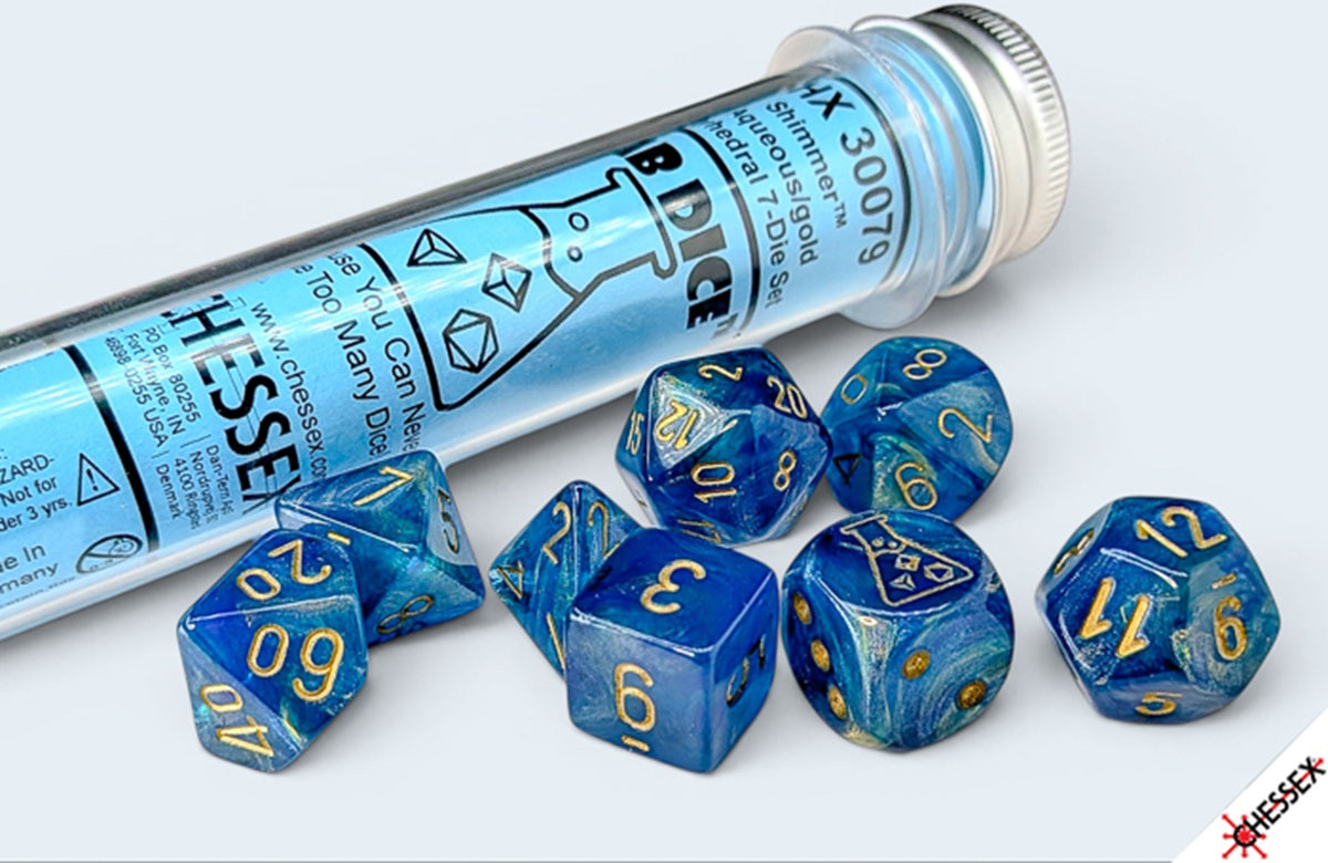 SHIMMER 7-DICE SET POLYHEDRAL AQUEOS/GOLD (Pre-Order)