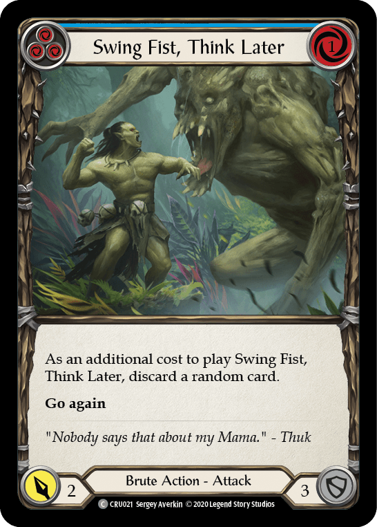 Swing Fist, Think Later (Blue) [CRU021] (Crucible of War) 1st Edition Rainbow Foil - POKÉ JEUX