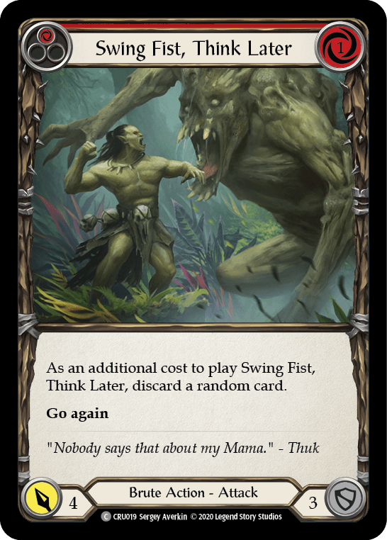 Swing Fist, Think Later (Red) [CRU019] (Crucible of War) 1st Edition Rainbow Foil - POKÉ JEUX