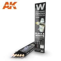 AK Interactive Weathering Pencil Set - Black and White (Special Order)