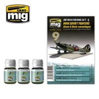 Ammo Mig WWII Soviet Airplanes (Green & Black Camouflages) Air Weathering Set (Special Order)