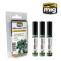 Ammo Mig Oilbrusher Mechas Green Tones Set (Special Order)